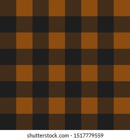 Vector Orange and Black Buffalo Check Plaid Seamless Pattern illustration for printing on paper, wallpaper, covers, textiles, fabrics, for decoration, decoupage, and other.