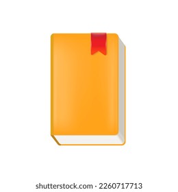 Vector orange book with red bookmark isolated on white background. Orange book sign and icon