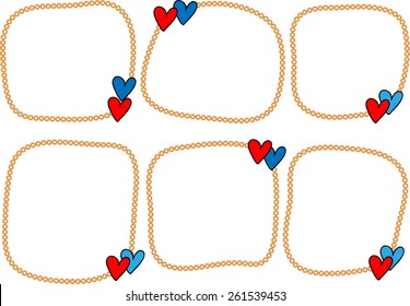 vector orange border with heart shapes