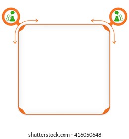 Vector orange box to fill your text and people icon