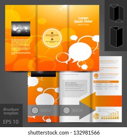 Vector orange brochure template design with text bubbles. EPS 10