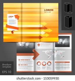 Vector orange brochure template design with color arrows. EPS 10