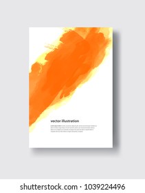 Vector of orange brush strokes poster. Grunge isolated elements. Smoke brushes for your design. Freehand. Watercolor splash. Acrylic stamp. Vector illustration