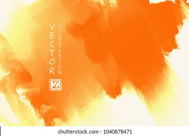 Vector of orange brush strokes poster. Grunge isolated elements. Smoke brushes for your design. Freehand. Watercolor splash. Acrylic stamp. Vector illustration