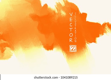 Vector of orange brush strokes poster. Grunge isolated elements. Smoke brushes for your design. Freehand. Watercolor splash. Acrylic stamp. Vector illustration