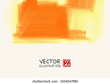 Vector of orange brush strokes poster. Grunge isolated elements. Smoke brushes for your design. Freehand. Watercolor splash. Acrylic stamp. Vector illustration