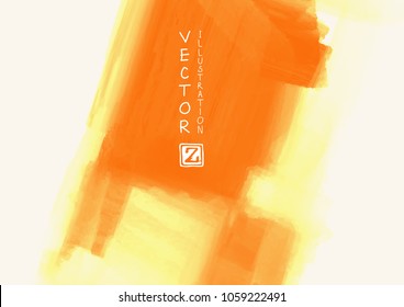 Vector of orange brush strokes poster. Grunge isolated elements. Smoke brushes for your design. Freehand. Watercolor splash. Acrylic stamp. Vector illustration