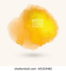 Vector orange brush strokes. Watercolor Grunge isolated elements. Smoke brushes for your design. Freehand. Ink splash. Acrylic stamp. Vector illustration