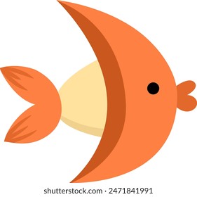 Icono de pez mariposa naranja Vector. Bajo el mar ilustración con linda criatura divertida. Clipart de animales oceánicos. Dibujos animados bajo el agua o arte de Clip marino para niños aislados sobre fondo blanco
