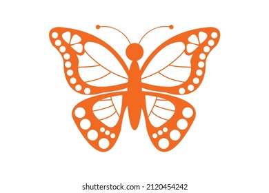 Vector of orange butterfly on white background