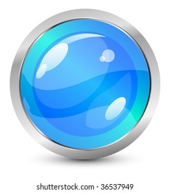 Vector orange button with metal stroke