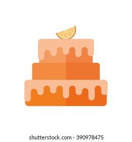 Vector orange cake icon. Orange cake template. Orange cake isolated.