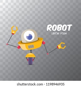 vector orange cartoon cute flat robot icon isolated on transparent background. orange funny robot logo design template