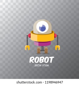 vector orange cartoon cute flat robot icon isolated on transparent background. orange funny robot logo design template