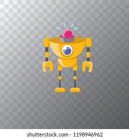 vector orange cartoon cute flat robot icon isolated on transparent background. orange funny robot logo design template