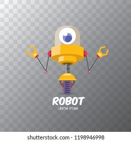 vector orange cartoon cute flat robot icon isolated on transparent background. orange funny robot logo design template