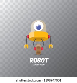 vector orange cartoon cute flat robot icon isolated on transparent background. orange funny robot logo design template