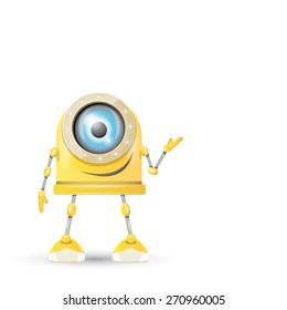 vector orange cartoon friendly robot isolated on white