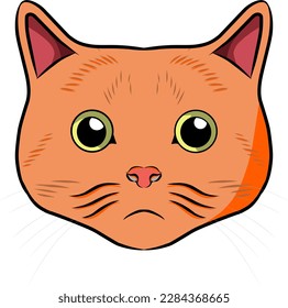 vector Orange cat with red nose and green eyes