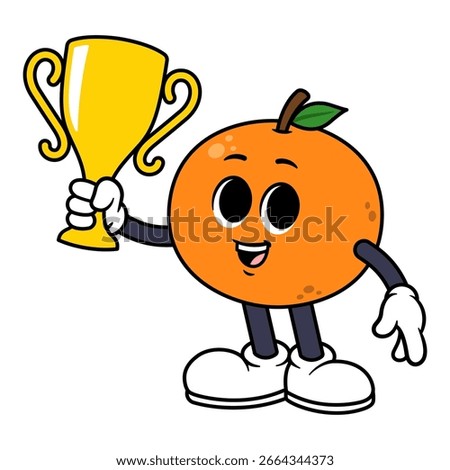 Vector Orange Character Holding a Trophy