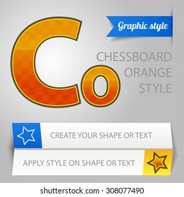 Vector orange chessboard graphic style. You can apply this style to any fonts and objects