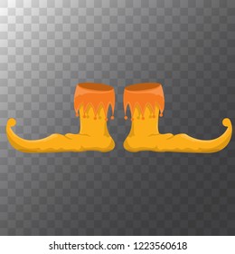 vector orange christmas elf shoes collection icon isolated on transparent background. vector funky orange cartoon boots set