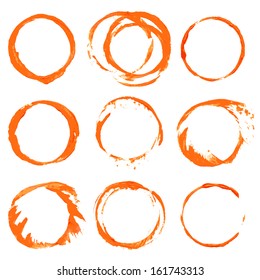 Vector orange circle prints on paper
