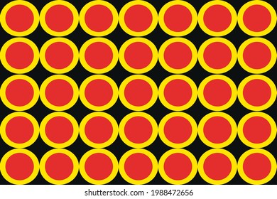 el vector de los círculos anaranjados se solapa con los círculos amarillos en el fondo negro.