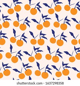 vector orange citrus fruit seamless pattern tile.