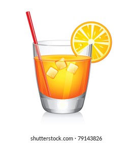 Vector orange cocktail isolated on white background.