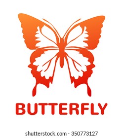 Vector orange color butterfly icon illustration