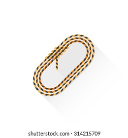 vector orange color climbing coil of rope flat design colored isolated illustration on white background with shadow 