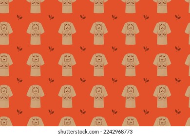 Vector orange color ethnic tribal geometric shape seamless background. Vintage cloth pattern. Use for fabric, textile, interior decoration elements, wrapping. Vector illustration