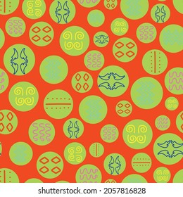 Vector Orange colorful geometric shapes in circles background pattern