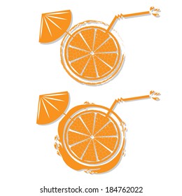Vector Orange contours isolated on white. Illustration set