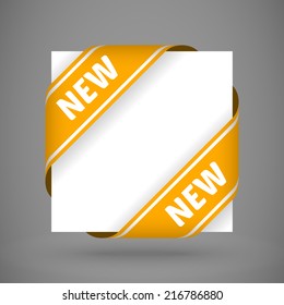 vector orange corner ribbons with white sing new