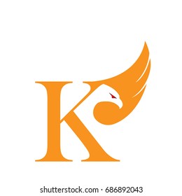 Vector Orange Eagle Single Letter K Logo