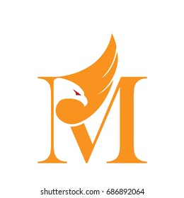 Vector Orange Eagle Single Letter M Logo