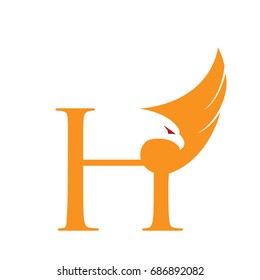 Vector Orange Eagle Single Letter H Logo