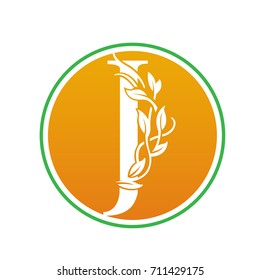 Vector Orange Environment Leaf Letter J Logo