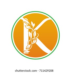 Vector Orange Environment Leaf Letter K Logo