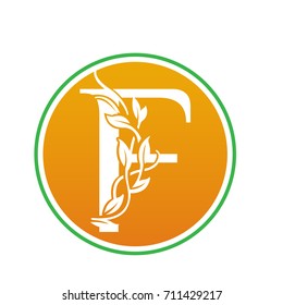 Vector Orange Environment Leaf Letter F Logo