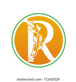 Vector Orange Environment Leaf Letter R Logo