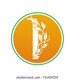 Vector Orange Environment Leaf Letter I Logo