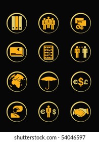 Vector orange finance icons