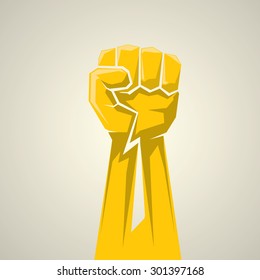 vector orange fist icon. revolution fist. freedom concept.
