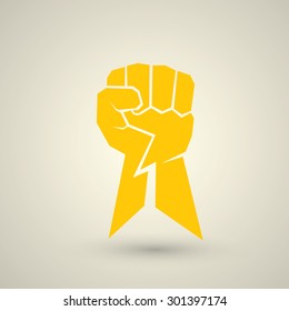 vector orange fist icon. revolution fist. freedom concept.