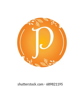 Vector Orange Florist Single Letter P Logo