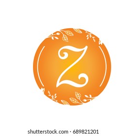 Vector Orange Florist Single Letter Z Logo