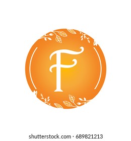 Vector Orange Florist Single Letter F Logo